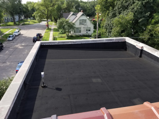 A black, smooth roof