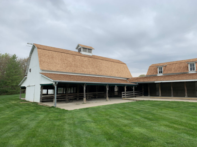 Cedar shingles on a historic barn in Nebraska